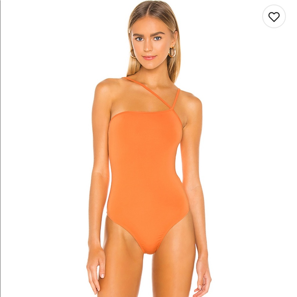 Taryn Asymmetric Orange Bodysuit